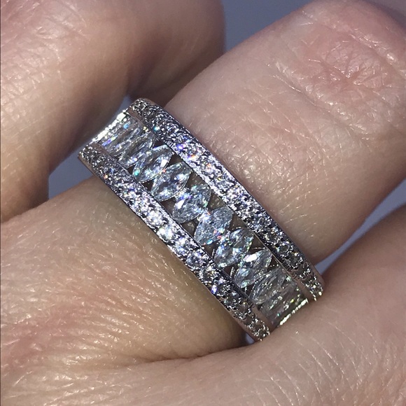 Jewelry - White gold over 925 diamond wedding band
